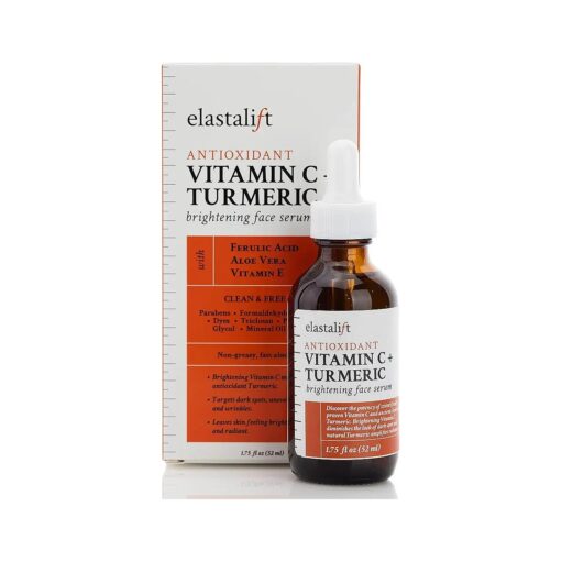 Elastalift Concentrated Vitamin C + Turmeric Oil Anti Aging Facial Serum Skin Care Booster - Promote Clear & Brighten Skin Tone - Hydrate Dry Skin, Fight Redness, Restore Skin Strength - 1.75 Fl Oz