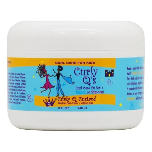 Curls Curly Q 's Custard Care For Kids - Medium Styling Cream For Children - Dry Thick, and Textured Hair, 8 Fl, Oz, Jar