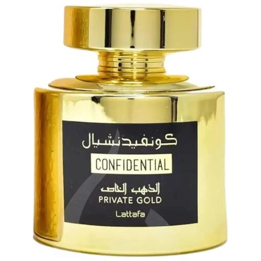 Lattafa Perfumes Confidential Private Gold for Unisex Eau de Parfum Spray, 3.4 Ounce