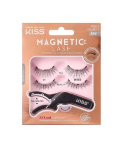 KISS Magnetic Lash 01, Synthetic False Eyelashes with Magnets Under and Over Your Upper Lashes, No Glue Needed, Lightweight, Reusable, Contact Lens Friendly, Cruelty Free, with Lash Applicator, 1 Pair