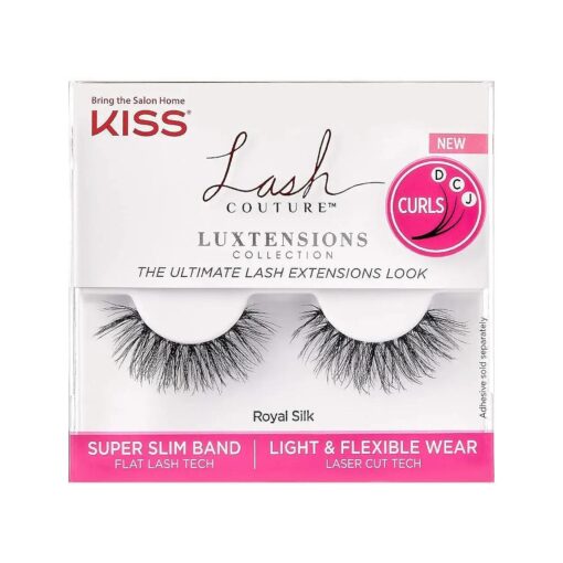 KISS Lash Couture Luxtension False Eyelashes, Royal Silk ', 10 mm, Includes 1 Pair Of Lash, Contact Lens Friendly, Easy to Apply, Reusable Strip Lashes