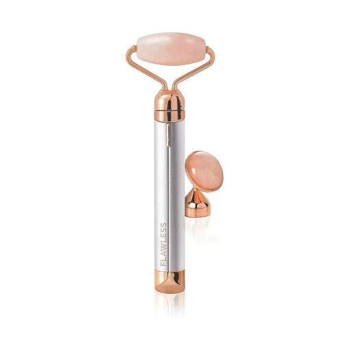 Finishing Touch Flawless Contour Vibrating Facial Roller & Massager, Rose Quartz