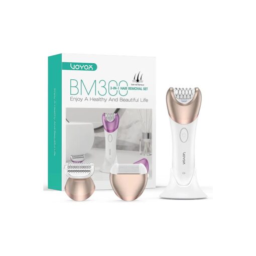 VOYOR Epilator for Women, 3 in 1 Epilator Hair Removal for Women, Epilators Hair Remover for Leg Arm with 30 Tweezers, Rechargeable & Cordless Electric Lady Shaver & Trimmer BM300 ( Champagne Gold )