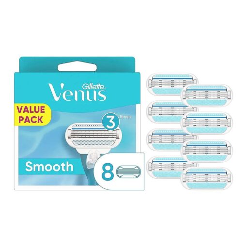 Gillette Venus Smooth Womens Razor Blade Refills, 8 Count, Lubracated to Protect the Skin from Irritation, Basic, 8 Count ( Pack of 1 )