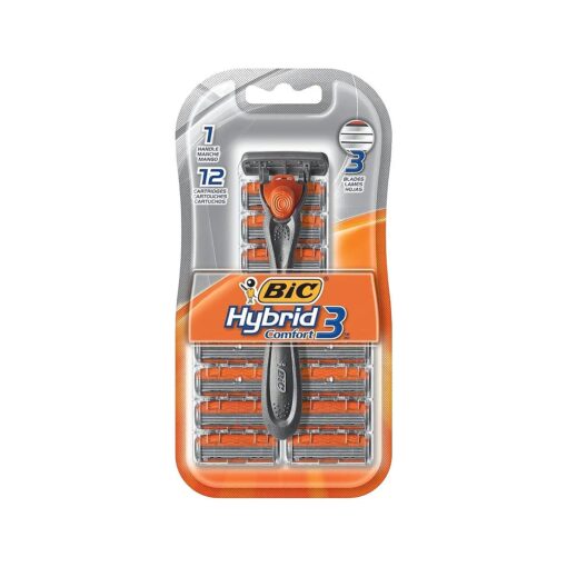 BIC Hybrid 3 Comfort Disposable Razor, Men, 12 Count