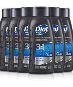 Dial Men 3in1 Body, Hair and Face Wash, Hydro Fresh, 16 Fl Oz, Pack of 6