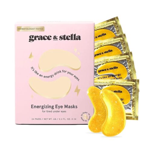 grace & stella Under Eye Mask ( Gold, 24 Pairs ) Reduce Dark Circles, Puffy Eyes, Undereye Bags, Wrinkles - Gel Under Eye Patches - Gifts for Women - Birthday Gifts for Women - Vegan Cruelty Free