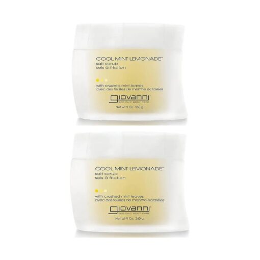 Cool Mint Lemonade Salt Scrub - Salt Based Body Scrub, Gentle Body Exfoliant With Crushed Mint Leaves, Essential Oils, Aloe, Invigorating & Energizing Mint & Lemon Body Scrub - 9 oz ( 2 Pack )