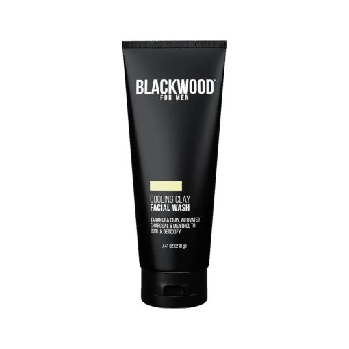 Blackwood For Men Cooling Clay Face Wash - Activated Charcoal, Menthol, & Tanakura Clay Cleanser & Mask for Deep Cleansing & Acne Treatment - Sulfate Free, Paraben Free, & Cruelty Free ( 7.41 oz )