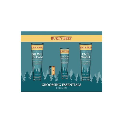 Burt 's Bees Teacher Appreciation & Graduation Gifts Ideas - Grooming Essentials Kit, 4 Products for Men - Cooling Face Wash, Shave Cream, Soothing Moisturizer After Shave & Original Beeswax Lip Balm