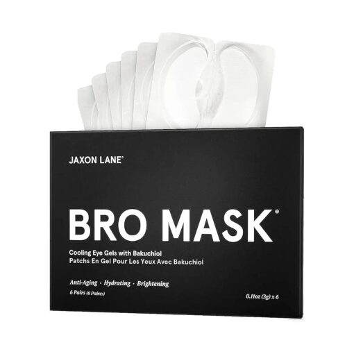 BRO MASK Under Eye Gel Pads : Cooling Eye Patches for Dark Circles and Puffiness | Anti Aging Hydrogel Eye Patch Set w/ Bakuchiol, Green Tea, Hyaluronic Acid, Caffeine, Niacinamide/Vitamin B3 -6 Pairs