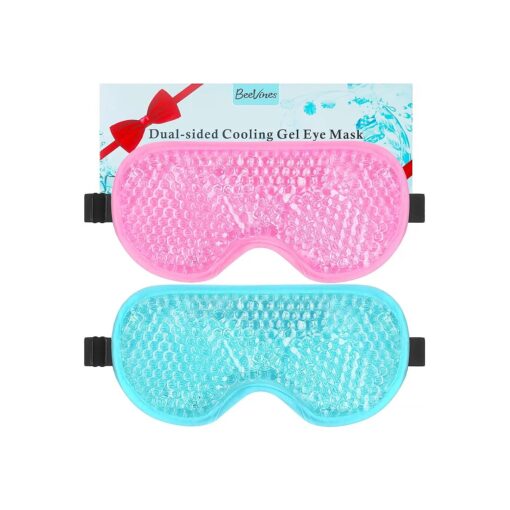 BeeVines Gel Eye Mask, 2 Pack Cooling Ice Sleeping Masks for Puffy Eyes for Men & Women, Cold & Warm Sleep Compress for Post Surgery, Puffiness, Allergies, Sinuses & Migraines