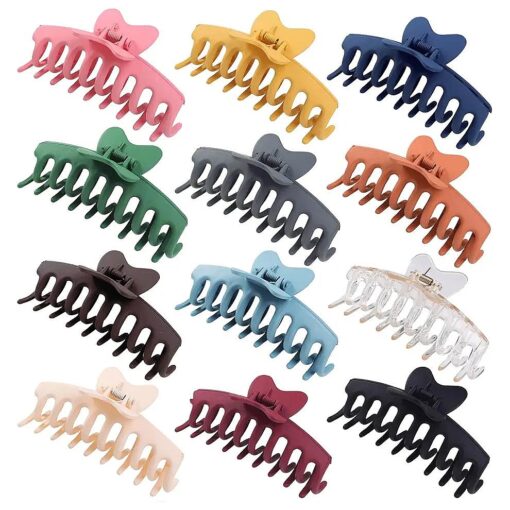 12 Pack Butterfly Hair Clips Large Hair Claw Clips for Woman and Girls, Non-slip Matte Banana Clips, Strong Hold jaw clip, Fashion Hair Accessories