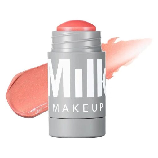 Milk Makeup Lip + Cheek, Perk ( Coral Shimmer ) - 0.21 fl oz - Cream Blush & Lip Color - Buildable & Blendable - 1,000+ Swipes Per Stick - Non-Comedogenic - Vegan, Cruelty Free