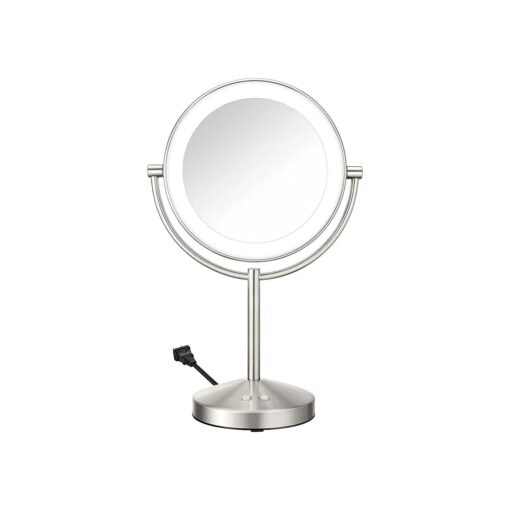 Conair Lighted Makeup Mirror, LED Vanity Mirror, 1X/10x Magnifying Mirror, Corded in Satin Nickel Finish