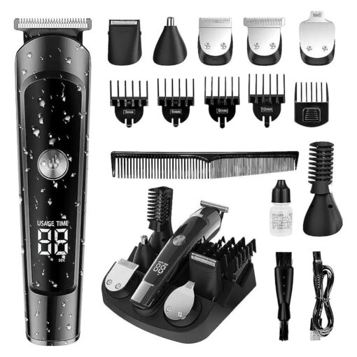 AMULISS Beard Trimmer for Men, Hair Clipper Trimmer for Men, Waterproof Mens Beard Grooming Kit, Cordless Barber Clippers for Hair Cutting with Nose Trimmer, Electric Razor, Body Shaver