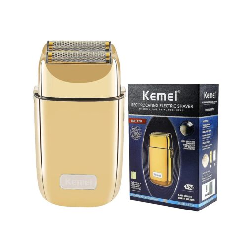 Kemei Cordless Metal Double Electric Shaver Razor for Men Close Electric Shavers, Type-C Rechargeable for Wet/Dry Shaving