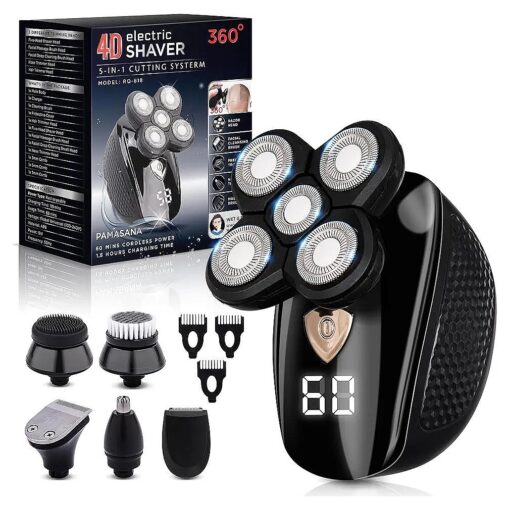 Bald Electric Head Shaver for Men : Electric Head Shavers for Bald Men - Rotary Waterproof Cordless Bald Electric Shavers