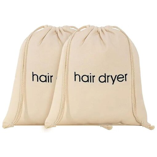 Hair Dryer Bags Drawstring Bag Container Hairdryer Bag Cotton Travel Storage ( 2 PCS White )