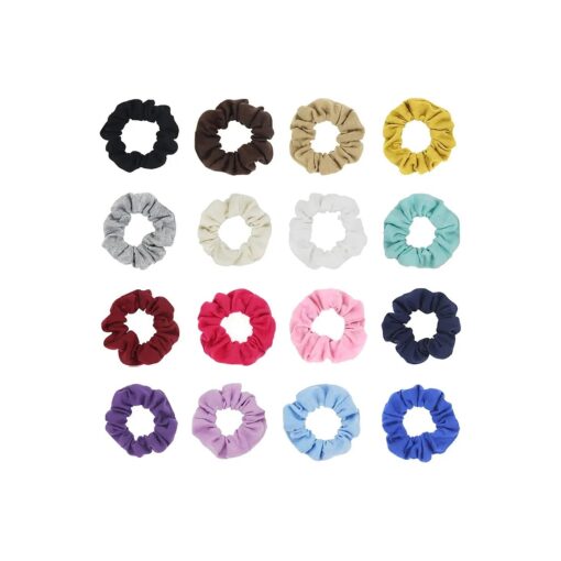 SUSULU Pack of 16pcs Cotton Hair Scrunchies Single Jersey Solid Color Ponytail Holders Elastic Hair Ties for Women Accessories