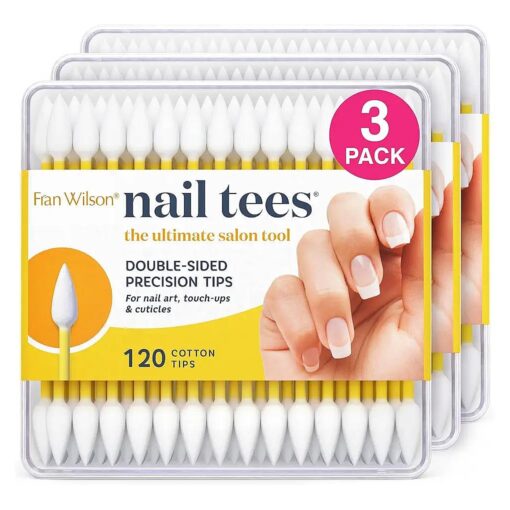 Fran Wilson NAIL TEES COTTON TIPS 120 Count ( 3 PACK ) - The Ultimate Nail Tool, Multi-Purpose Double-sided Swabs with Pointed Ends for Precise Touch-ups and the Perfect At-Home Manicure & Pedicure