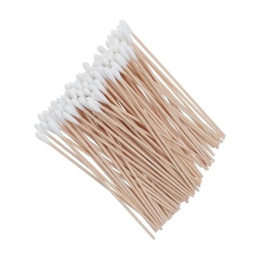 Cotton Swabs 100Pcs Long Wood Handle Medical Swabs Ear Cleaning Wound Care Cotton Buds Round Cotton Tip Swab