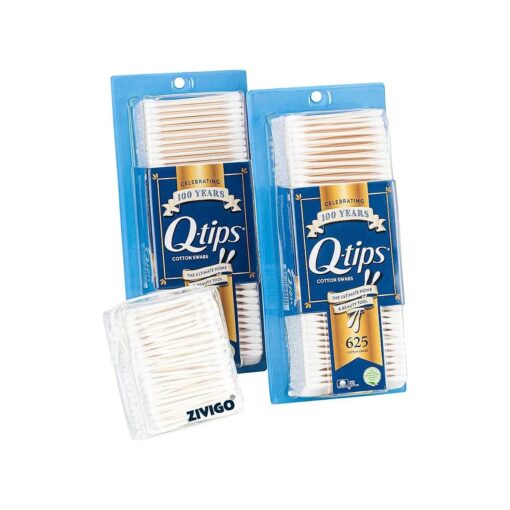 Q tips Cotton Swabs, 1125 Swabs ( 1 Pack 625 Ct, 1 Pack 500 Ct ) + BONUS Travel Case Compatible for Q-Tips, Fits Approx 80 swabs