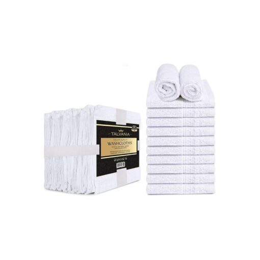 Cotton Washcloths - 13" X 13" 100 % Pure Ring Spun Cotton Towels 600 GSM Soft and Absorbent, Long Lasting, Pack of 12 Face Wash Towel ( White )