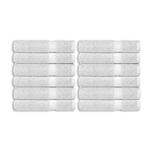 Ashley Mills 100 % Cotton Washcloths 12 Pack Premium Quality Face Cloth, Quick Dry and Highly Absorbent Towels for Bathroom, Hand, Kitchen and Cleaning | 13x13 in | White