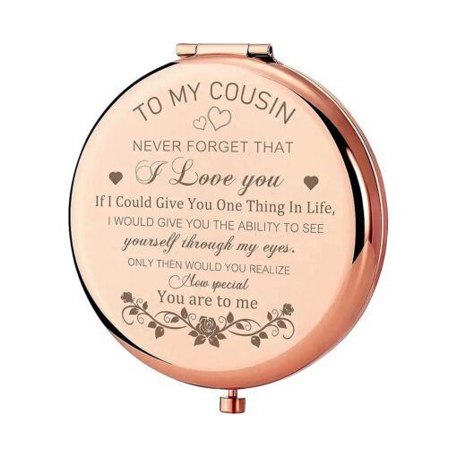 Cousin Gifts for Women Cousin Birthday Gifts Rose Gold Compact Mirror Gifts for Cousin Sister Birthday Christmas Graduation Gifts for Best Cousin Pocket Makeup Mirror