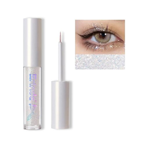 Erinde Liquid Glitter Eyeshadow Eyeliner, Korean Makeup Tear Drop, Shimmer Metallic, Lightweight Waterproof Long Wearing, Loose Glitter Glue for Crystals Eye Glitter Christmas Makeup, Colorful Sequins