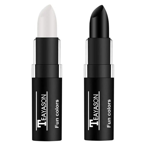 Go Ho 2 PCS Makeup Clown White and Black Cream-Blendable Stick - Eye Black & Face Body Paint Professional Halloween FX Makeup, Safe Facepaint Nose & Lip Smacking for Sports ( White+Black )