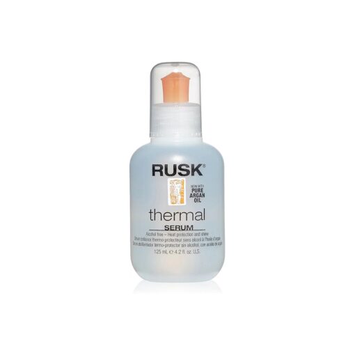 RUSK Designer Collection Thermal Serum with Argan Oil, 4.2 Oz, Alcohol-Free, Heat Protection and Shine, Frizz Eliminator, Great for Conditioning and Incredible Shine