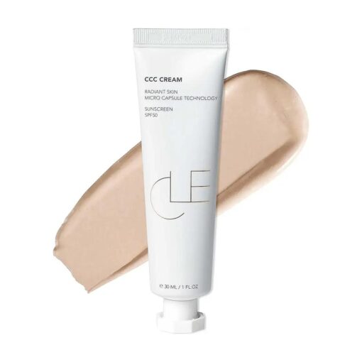 CLE Cosmetics CCC Cream ( Neutral Light 103 / SPF 50 ) - Color Correcting CC Cream with Sunscreen - Lightweight, Hydrating, Light to Medium Coverage Foundation - BB & CC Cream Hybrid - 1 fl oz