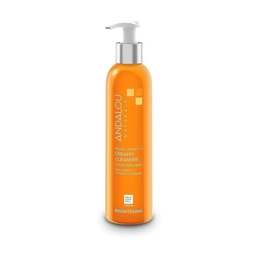 Andalou Naturals Brightening Meyer Lemon + C Creamy Cleanser, Face Wash for Uplifted Tone & Smoother Texture, Helps Renew Skin Vitality & Brighten Complexion, Cruelty Free, 6 Oz