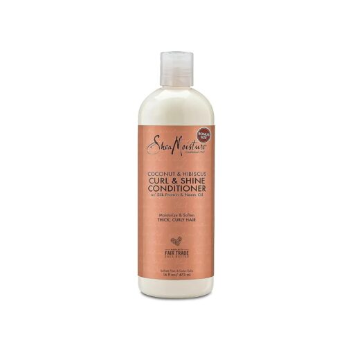 Shea Moisture Hair Conditioner Curly Hair Products, Coconut & Hibiscus Curl & Shine Conditioner, Shea Butter, Coconut Oil, Vitamin E & Neem Oil, Frizz Control, Family Size, 16 Fl Oz Ea