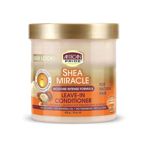 African Pride Shea Miracle Leave In Conditioner - Contains Shea & African Mango Butter to Smooth Curls, Coils & Waves, Nourishes Hair, 15 oz