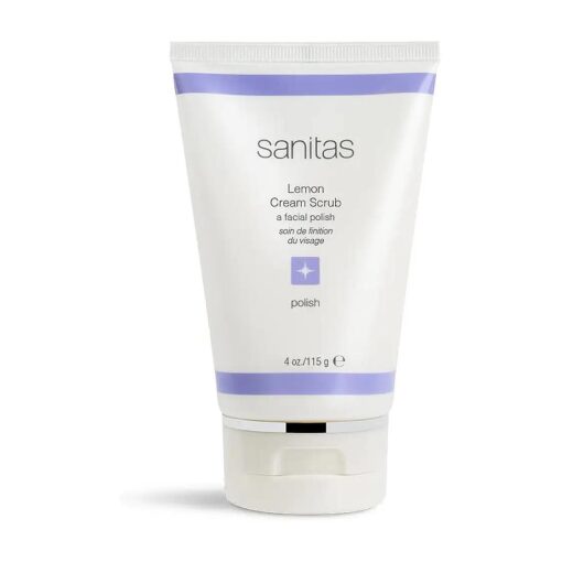 Sanitas Skincare Lemon Cream Scrub, Dual Action Manual Exfoliant, Facial Scrub, Vitamin C, 4 Ounces