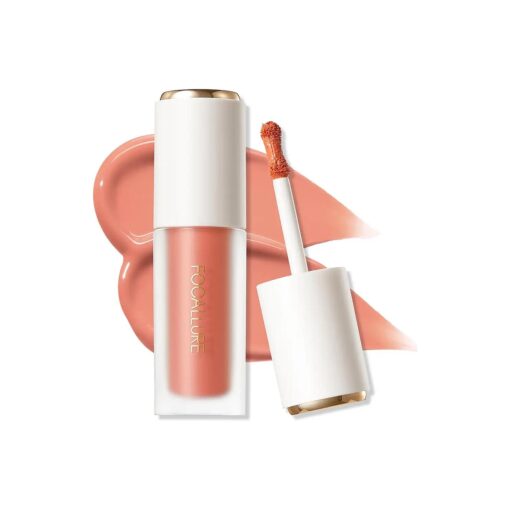 FOCALLURE Silky Cream Liquid Blush, Leaving a Matte Dewy Makeup Look, Easy to Apply and Create a Natural Flush, Long Lasting and Lightweight Cheek Blush Face Makeup, WILD ONE