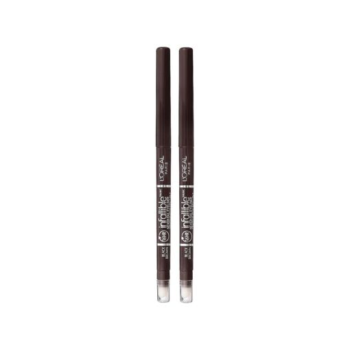 L'Oreal Paris Makeup Infallible Never Fail Original Mechanical Pencil Eyeliner with Built in Sharpener, Black Brown, 0.008 oz., 2 Count