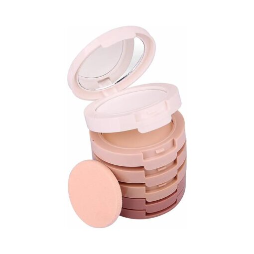 Pure Vie 5 Colors Long-Lasting Lightweight Multi-layer Matte Loose Setting Powder Pressed Powder Face Makeup Contour Palette Concealing Shading Powder Foundation for Minimizes Pores & Perfects Skin