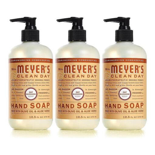 MRS. MEYER 'S CLEAN DAY Hand Soap, Made with Essential Oils, Biodegradable Formula, Oat Blossom, 12.5 fl, oz - Pack of 3