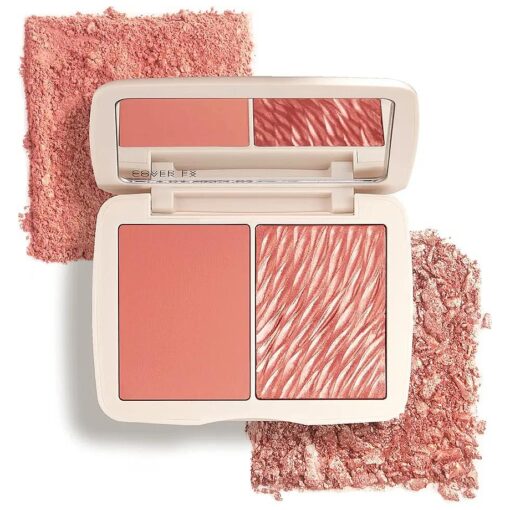 COVER FX Monochromatic Powder Blush Duo - Pink Dahlia : Soft Pink - Matte + Shimmer Finish - Create Custom, High Impact Color