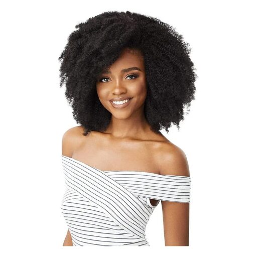 Outre BIG BEAUTIFUL HAIR CLIP-IN Blends Perfectly w/Curly & Textured Hair Creates Longer Fuller Looks 100 % Human Hair Premium Blend Limitless Quick Styling - 4C CORKSCREW AFRO ( 2T1/BU )