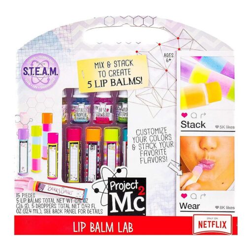 Project MC2 Create Your Own Lip Balm Lab, At-Home STEM Kits For Kids Age 6 And Up, Makeup Kits, DIY Lip Balm, Activities for Birthday Parties, Sleepovers, 1 Count ( Pack of 1 )