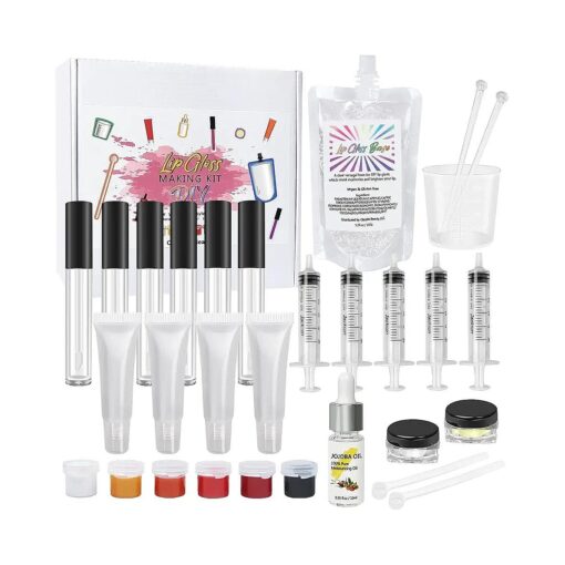 Cilrofelr DIY Lip Gloss Making Kit, 45 Pcs, Fun Makeup Kits for Girls to Create 10 Moisturizing and Shiny Lip Gloss