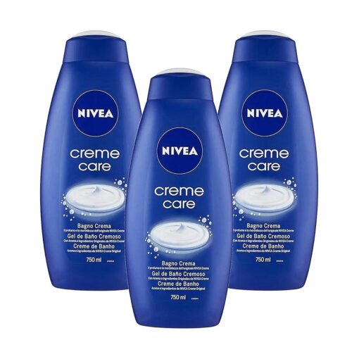 Nivea Bath Cream Body Wash, Creme Care Original Scent - 25.36 Ounce ( 750ml ) x Pack of 3