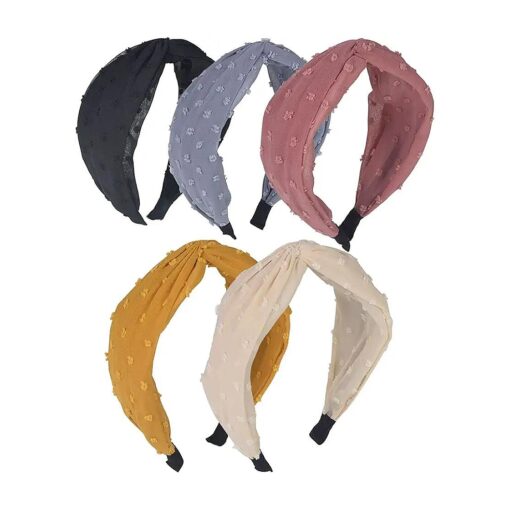 Knotted Wide Headbands for Women, 5Pcs Cross Knot Hair Hoop Knot Headbands Womens Elastic Turban Boho Bandeau Hair Accessories for Washing Face