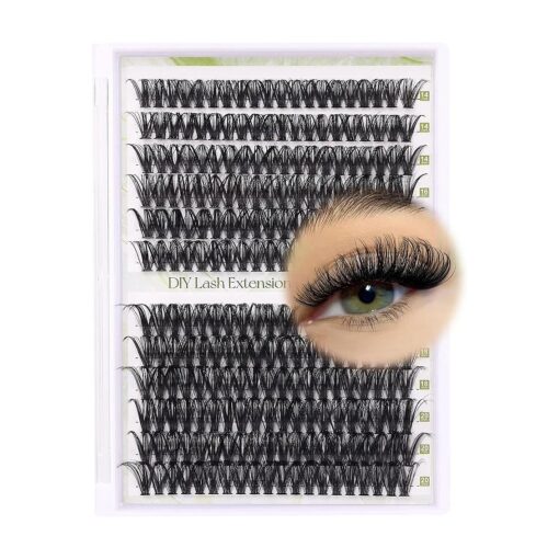 ALICE Lash Clusters DIY Lash Extensions 240PCS 14-20MM Individual Lashes Cluster Lashes Natural 40D D Curl Eyelash Extensions Faux Mink Individual Eyelashes