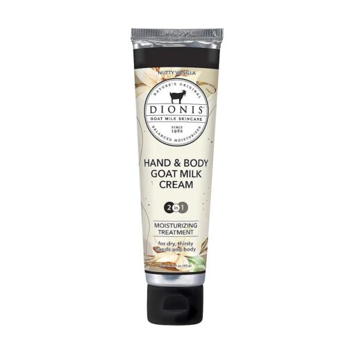 Dionis Goat Milk Skincare Nutty Vanilla Scented Hand & Body Cream - Cruelty Free Travel Size For Hydrating & Moisturizing